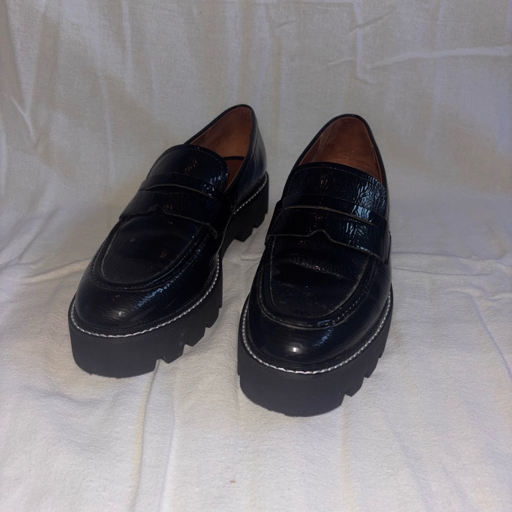 Franco Sarto Balin Black Leather Slip-On Loafers 9
